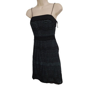 M by MISSONI Spaghetti Strap Chevron Knit Dress Black & Green Size 36 US 0 NWT